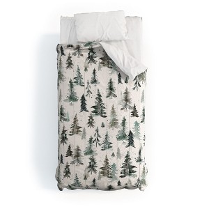 Ninola Design Winter Snow Trees Forest Neutral Comforter + Pillow Sham(s) - Deny Designs - 1 of 3