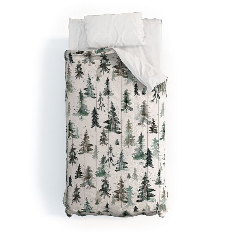Ninola Design Winter Snow Trees Forest Neutral Comforter + Pillow Sham(s) - Deny Designs, 1 of 4