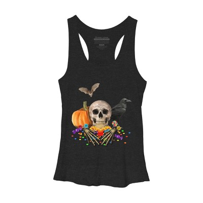 Women's Design By Humans Halloween candy keeper By MomaArt Racerback Tank Top