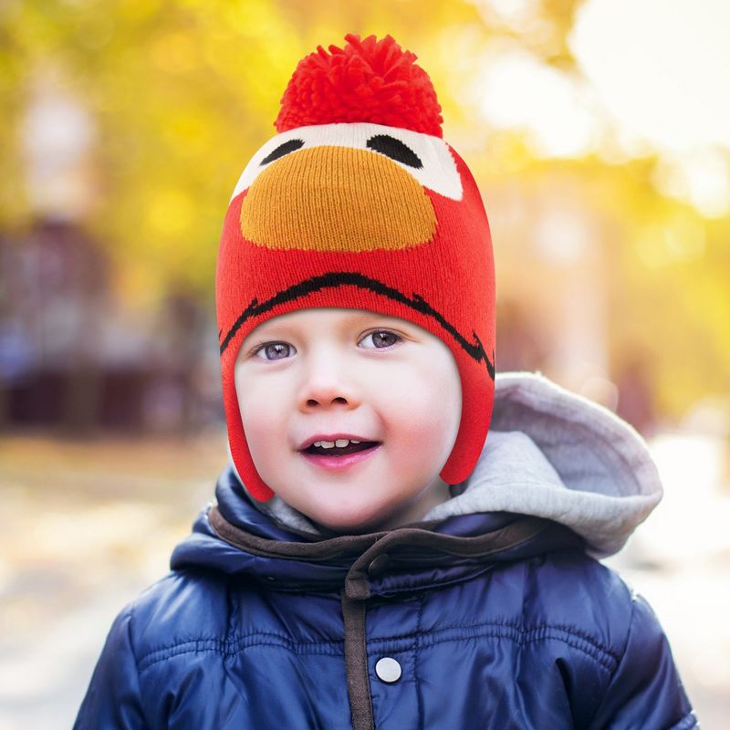 Elmo Boys Winter Beanie Hat and Mittens Set- Red/Orange (Age 2-4), 2 of 3