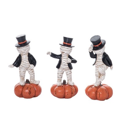 Resin Top Hat Mummy Fig Set of 3