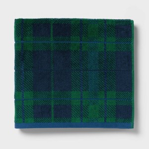 Winter Wonderland Plaid Christmas Bath Towel Blue/Green - Threshold™ - 1 of 4