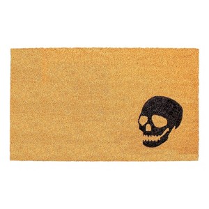HomeRoots 24" X 36" Natural And Brown Halloween Skull Outdoor Coir Door Mat - 1 of 4