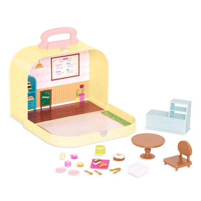 Li'l Woodzeez Toy Furniture Set in Carry Case 20pc - Travel Suitcase Pastry Shop Playset