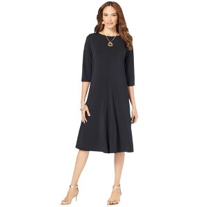 Roaman's Women's Plus Size Tall Ultrasmooth Fabric Boatneck Swing Dress - 1 of 4