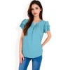 Anna-Kaci Women's Flutter Sleeve Top with Keyhole Neckline and Lightweight Textured Fabric - 3 of 4