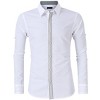 Men's Classic Vintage White Button Down Long Sleeve Shirt with Embroidery on Chest and Cuffs Roll-Up Sleeves - 2 of 4