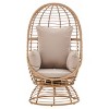 Barton Outdoor Rattan Wicker Swivel Basket Egg Chair Lounge Chair with Cushion, Beige - 3 of 4