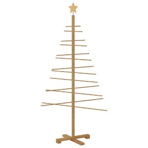vidaXL Wooden Christmas Tree with Stand Brown 59.1" bamboo - 1 of 4
