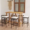 vidaXL Patio Bar Set Bar Table and Stools Patio Furniture Set with Cushions - Brown 7 Piece - 2 of 4
