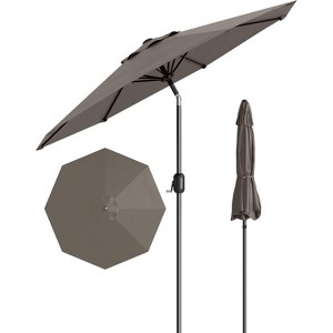 9FT Patio Umbrella Outdoor, Market, Table Umbrella with Push Button Tilt and Crank, 8 Sturdy Ribs for Garden, Pool, Deck, Backyard - 1 of 4
