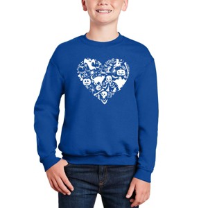 LA Pop Art Halloween Heart - Boy's Word Art Crewneck Sweatshirt - 1 of 4