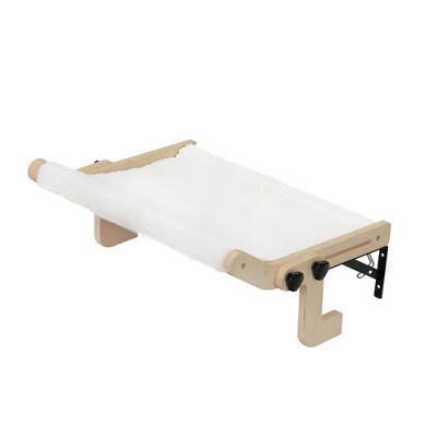 Natural Wood and Plush Cat Window Hammock Bed Seat