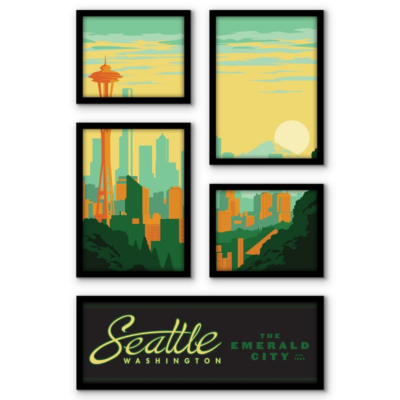 Americanflat Seattle Andy Gregg 5 Piece Grid Wall Art Room Decor Set - Vintage Modern Home Decor Wall Prints, 1 of 6