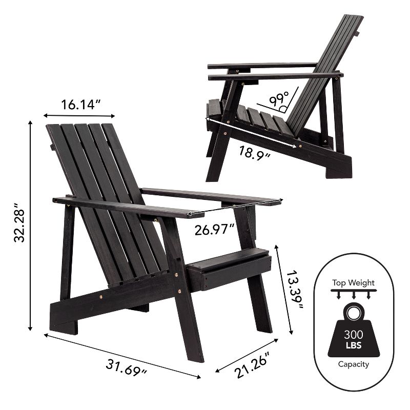 Irving Outdoor Patio Modern Acacia Wood Adirondack Chair - JONATHAN Y, 4 of 11