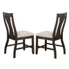 Royal Hampton Side Dining Chair Set of 2, Espresso Brown Wood Slatted Back, White Fabric - 2 of 4