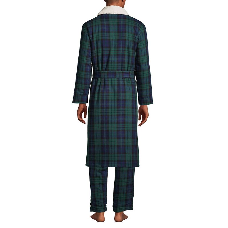 Lands' End Men's High Pile Fleece Lined Flannel Robe, 2 of 4