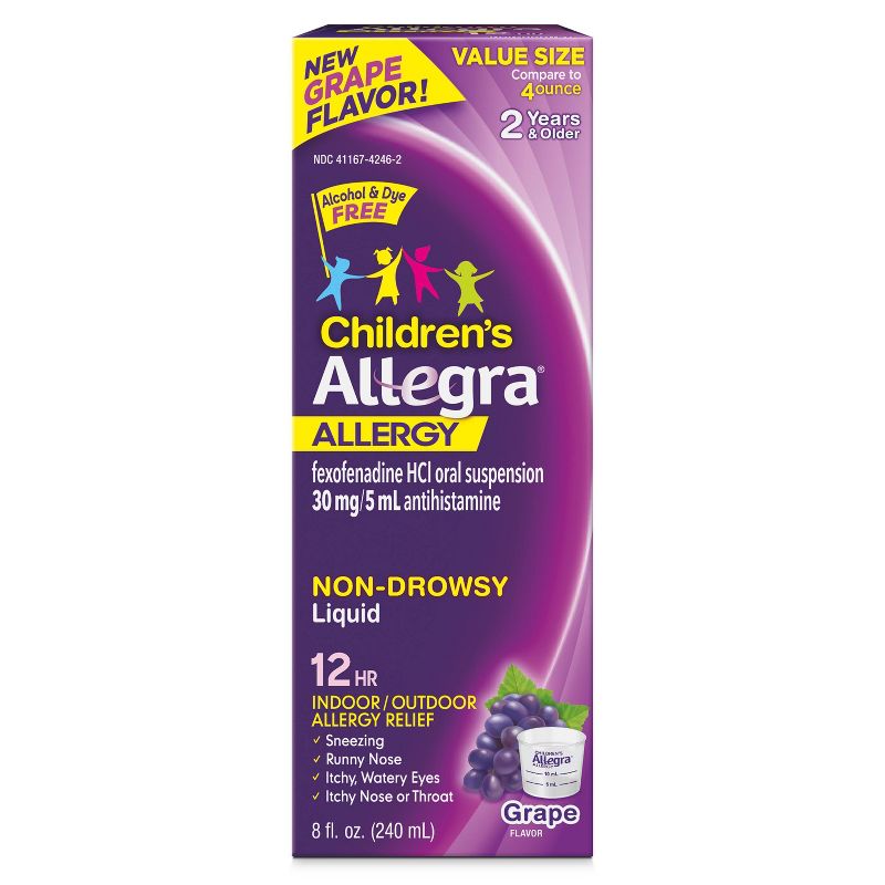 Allegra Children&#39;s Fexofenadine Allergy and Cold Sinus Liquid Treatment - Grape - 8oz, 1 of 10