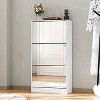 FUFU&GAGA Shoe Cabinet with 3 Mirrored Flip Drawers, Free Standing Slim Chest - 3 of 4