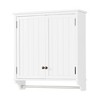 Dover Wall Mounted Bathroom Storage Cabinet with Two Doors and Towel Rod White - Alaterre Furniture - 3 of 4
