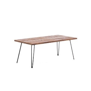 Leonardo Cocktail Table Weathered Fir & Black - Boraam: Rustic Rectangle Coffee Table, Iron Frame, Easy to Clean - 1 of 4