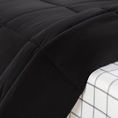 Twin XL Black and Gray Microfiber Reversible Bed in a Bag Set