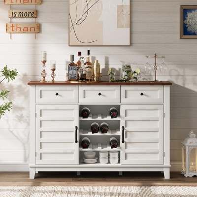 Farmhouse 53.5'' Buffet Cabinet with Storage, 36'' Tall Wood Rustic Sideboard with 3 Drawer