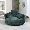 Sapphtopaz Round Lazy Sofa Couches for Living Room Chenille Upholstered Bean Bag Sofa with High Back & 3 Pillows Lounger for Adults&Kids,Bedroom - 4 of 4