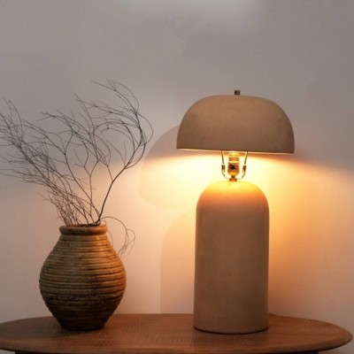 24.5" Modern Ceramic Table Lamps with Handcrafted Beige Base and Coordinated Shade, Nightstand Lamps for Bedroom or Living Room–The Pop Home