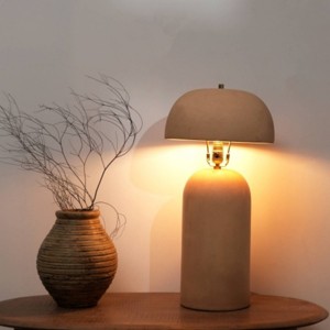 24.5" Modern Ceramic Table Lamps with Handcrafted Beige Base and Coordinated Shade, Nightstand Lamps for Bedroom or Living Room–The Pop Home - 1 of 4
