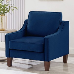 Cozy Living Room Chair: Navy Velvet, Modern - 1 of 4
