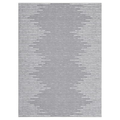 Washable Modern Striped Rug Non Slip Low Pile Rug Soft Geometric Minimalistic Throw Floor Cover Foldable Indoor Carpet for Living Room Bedroom
