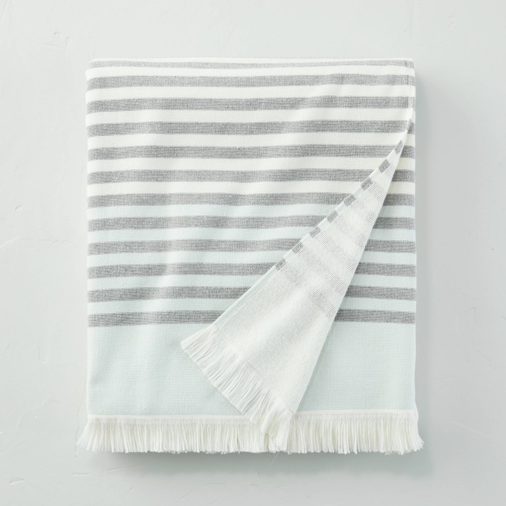 Lightweight Multi Stripe Beach Towel for 2 Cream/Gray/Light Blue - Hearth & Hand with Magnolia