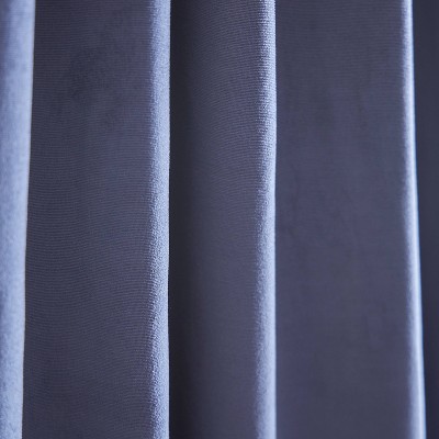 Midnight Navy Velvet Blackout Rod Pocket Curtain Panels