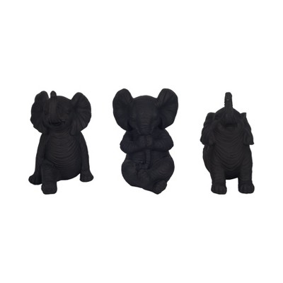 Sagebrook Home Set of 3 Yoga Elephant Figurines - Classic Polyresin Sculpture of Yoga Posed Eleplants - Home, Office, Yoga
