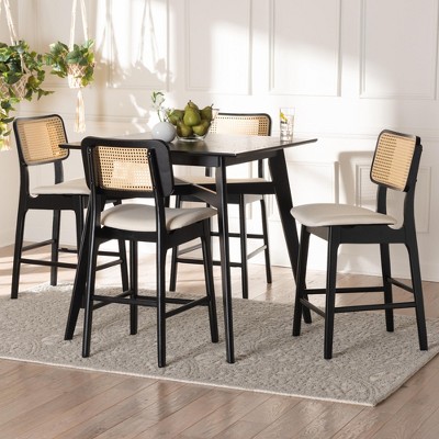 Baxton Studio Dannon Mid-Century Modern Wood 5-Piece Pub Set