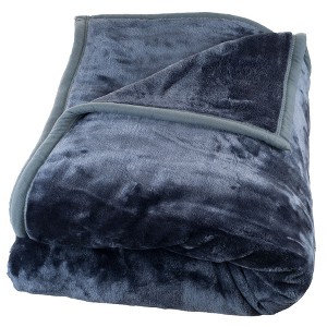 Yorkshire Home Mink Faux Fur Blanket – 91x81 Washable Bedding or Throw, Gray - 1 of 4