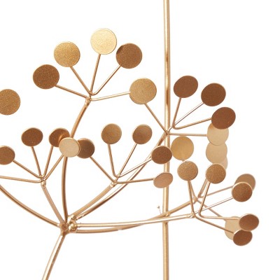 Gold Metal Botanical Wall Sculpture with Box Frame