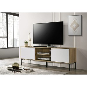 Chic Crate-Burke White Oak Media Console – 70In 2-Door TV Stand w/ Modern Storage - 1 of 4