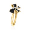 Ross-Simons Black Enamel Bow Ring With Diamonds in 18kt Gold Over Sterling - 3 of 4