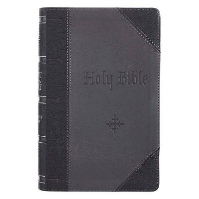 KJV Bible Giant Print 2-Tone Black/Dark Gray - Large Print (Leather Bound)