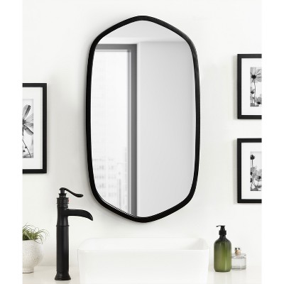 McLean Black Metal Framed Oblong Hexagon Wall Mirror 20x36