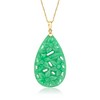 Ross-Simons Carved Jade Floral Pendant With 14kt Yellow Gold Size 1.75 - 3 of 4
