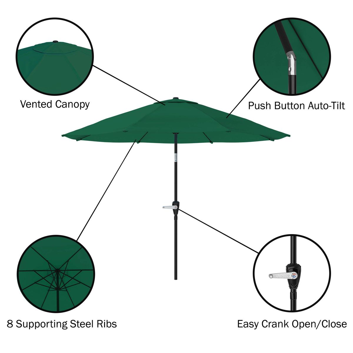 Alaterre Furniture 8pc Outdoor Patio Dining Set, Weston Table with 10' Auto Tilt Umbrella - thumbnail 10