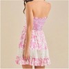 Nmoder  Strapless Mini Tube Dress Floral Ruffle Short Bandeau Dress Off Shoulder Lace Patchwork Flowy Bodycon Going Out Dresses - 3 of 4