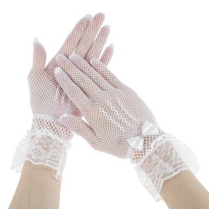 Unique Bargains Women's Fishing Net Rhinestone Sunblock Mittens 1 Pair - 1 of 4