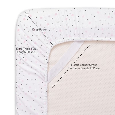 White and Pink Stars Microfiber Kids' Full Sheet Set