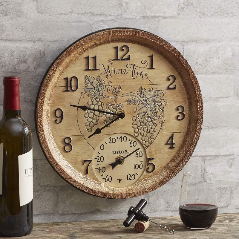 Taylor Precision Products 14 Inch Winery Time Poly Resin Clock/Thermometer with a Bonus Pocket Corkscrew, Multicolored, 3 of 7