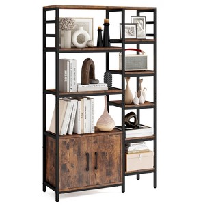 Costway 55.5" Tall Bookcase with 2-Door Cabinet Metal Frame Freestanding Display Rack - 1 of 4