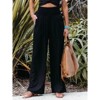 Women Summer High Waisted Cotton Linen Palazzo Pants Wide Leg  Trousers with Pocket Long Lounge Pant - 2 of 3